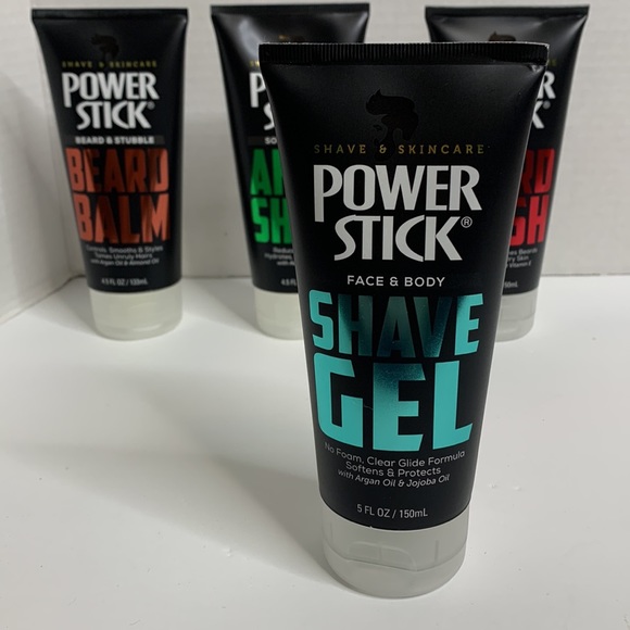 Power Stick | Men’s Shave & Skincare BUNDLE | 4 Bottles Balm Shave Wash Gel Hair - Picture 8 of 11